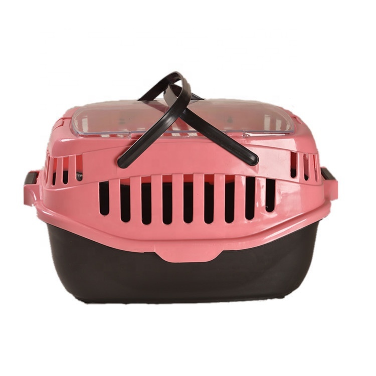 V278-BP199-PETCARRIER-M-PINK-69457-00 YES4PETS Medium Dog Cat Crate Pet Rabbit Guinea Pig Ferret Carrier Cage With Mat-Pink - Image 1