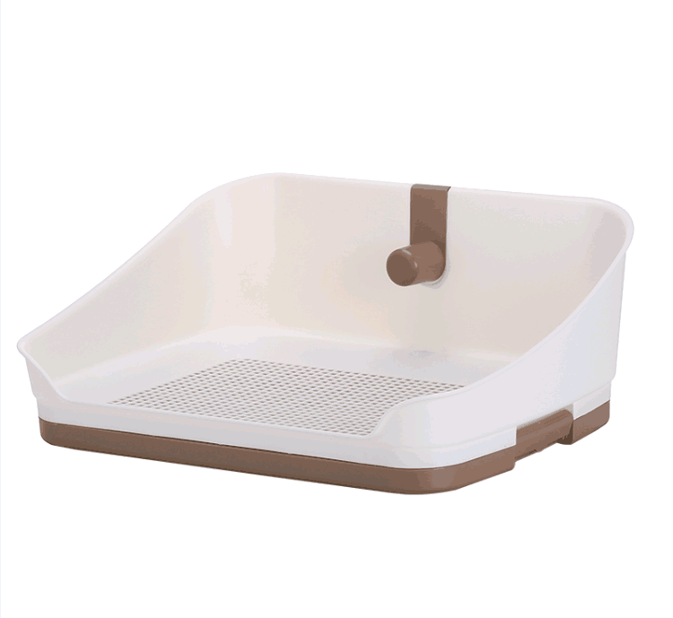 V278-BP301-PET-POTTY-BROWN-66017-00 YES4PETS Medium Portable Dog Potty Training Tray Pet Puppy Toilet Trays Loo Pad Mat With Wall Brown - Image 1