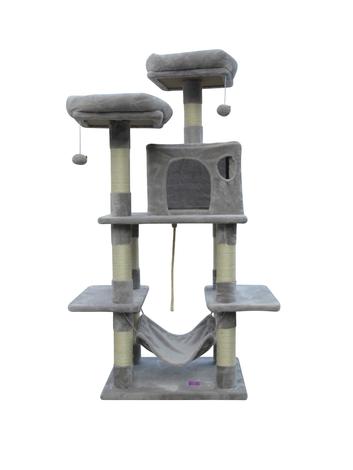 V278-CAT-TREE-145-LITTLE-GREY-66432-00 YES4PETS 145 cm Cat Scratching Post Tree Scratcher Pole-Little Grey - Image 1