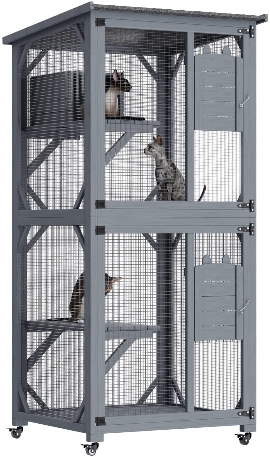 V278-CH449-67789-00 YES4PETS Pet Cat Bird Shelter Condo with Escape Door Wooden Kitten Cage House - Image 1