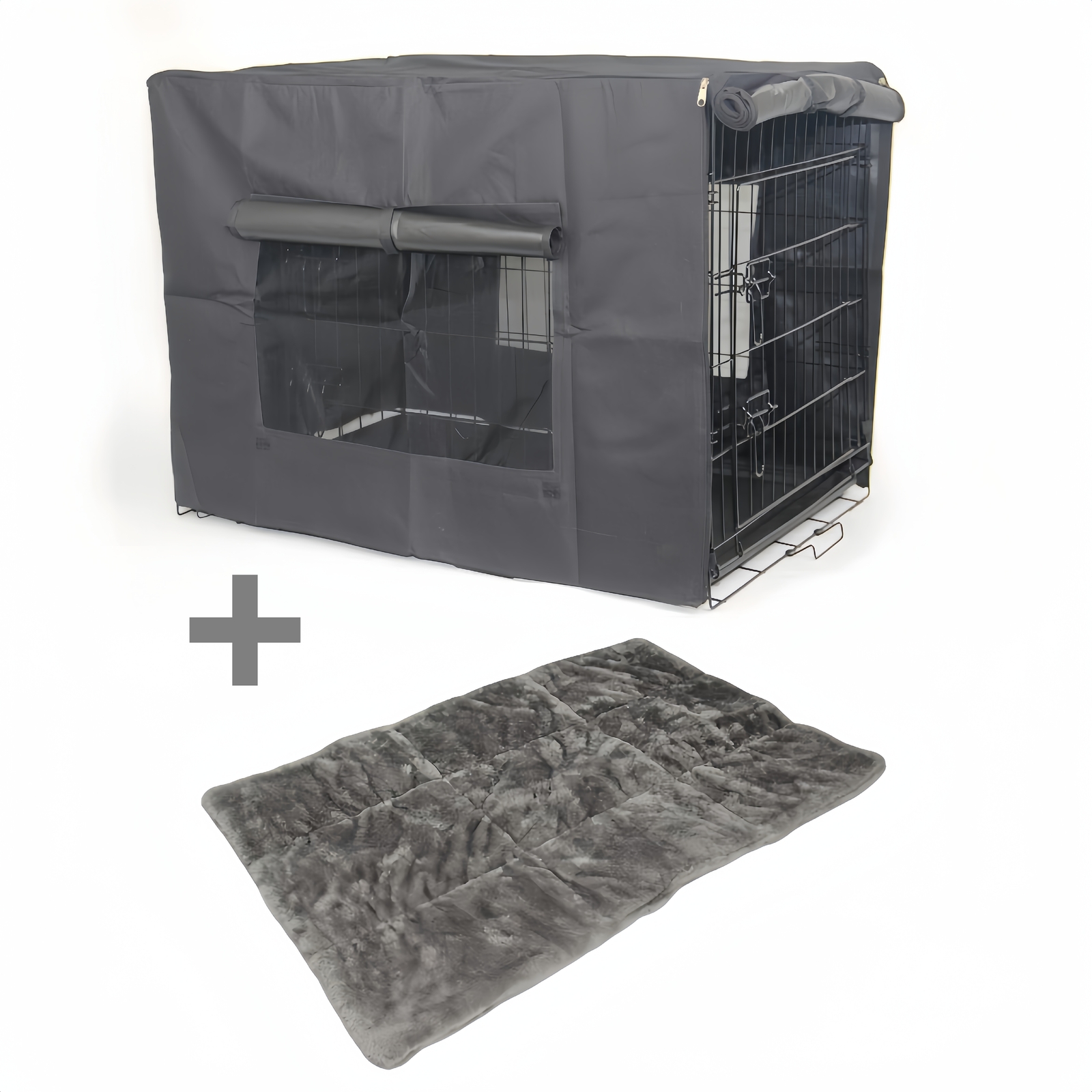 V278-CR30-W-COVER-BK-MAT-150975-00 YES4PETS 30' Portable Foldable Dog Cat Rabbit Collapsible Crate Pet Cage with Cover Mat - Image 1