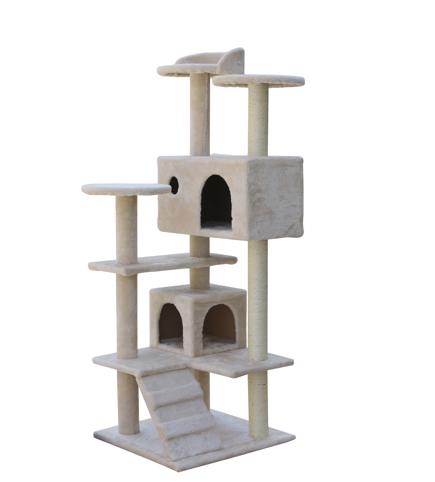 V278-CT130_BEIGE-85657-00 YES4PETS 130 cm Beige Cat Scratching Post Tree Scratcher Pole-Beige - Image 1