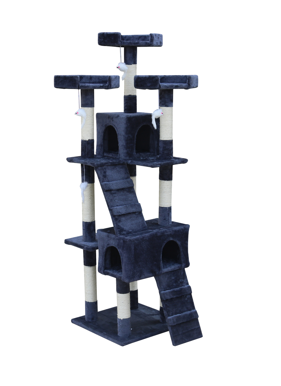 V278-CT170-GREY-66408-00 YES4PETS 170cm Cat Scratching Post Tree Post House Tower with Ladder Furniture Grey - Image 1