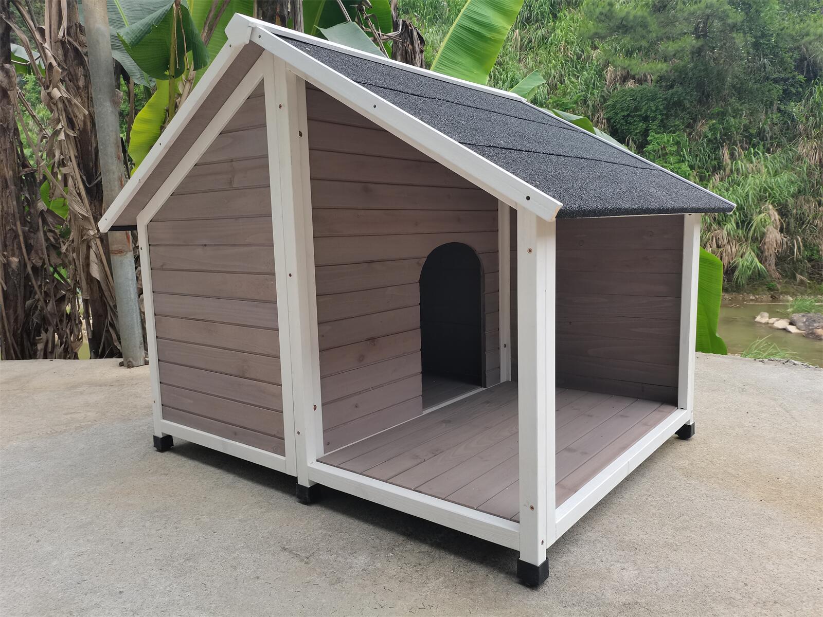 V278-DK130-GREY-70653-00 YES4PETS L Timber Pet Dog Kennel House Puppy Wooden Timber Cabin 130x105x100cm Grey - Image 1