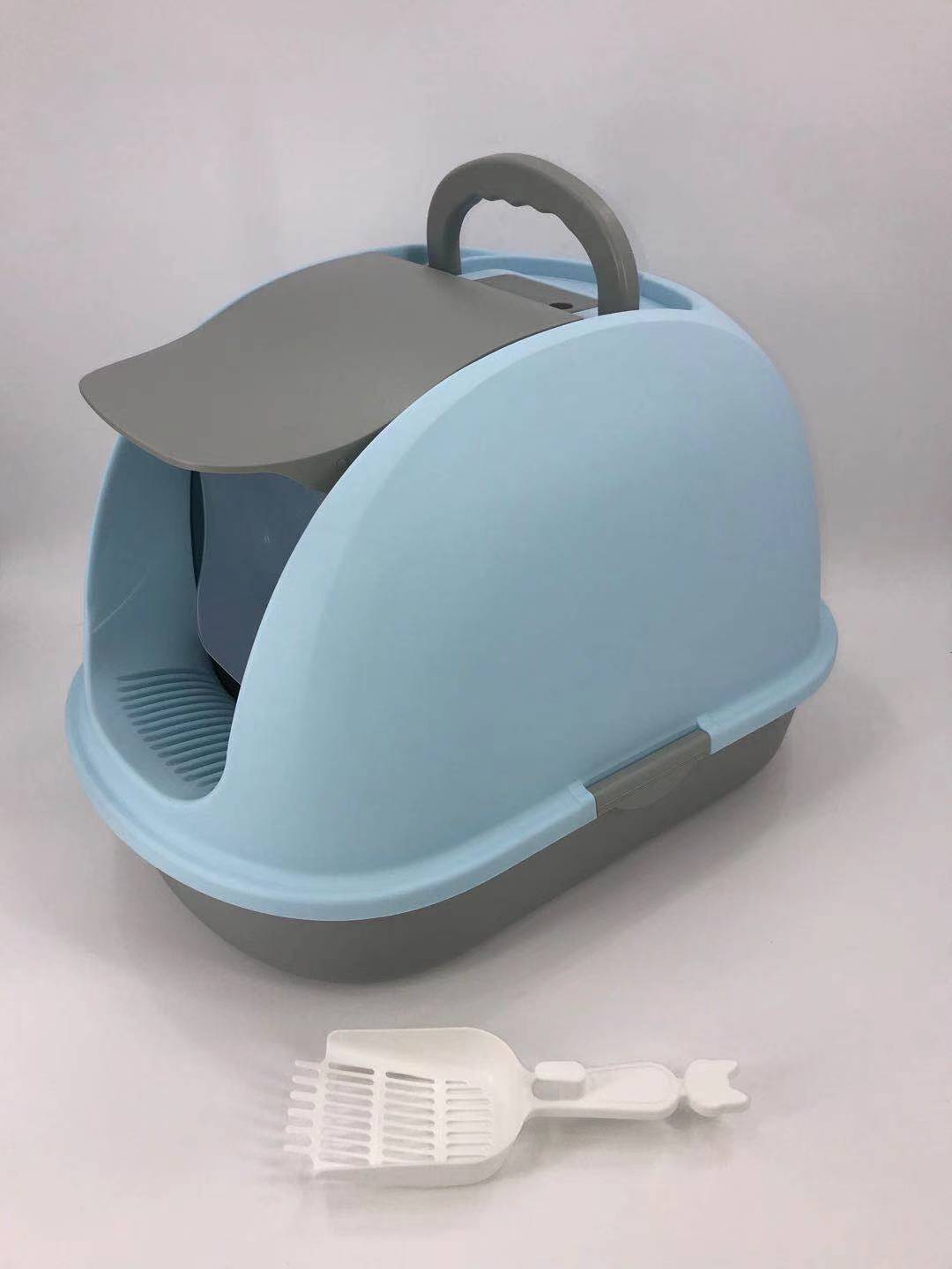 V278-MSP-0008-BLUE-66476-00 YES4PETS XL Portable Hooded Cat Toilet Litter Box Tray House w Charcoal Filter and Scoop Blue - Image 1