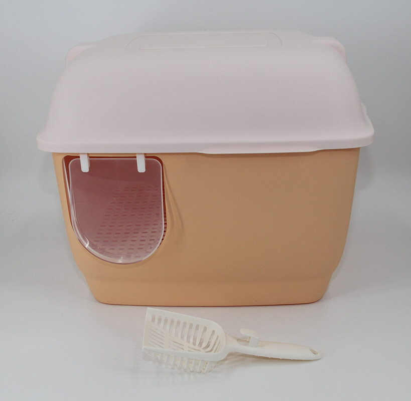 V278-MSP-102-BROWN-69478-00 YES4PETS XL Portable Hooded Cat Toilet Litter Box Tray House with Handle and Scoop Brown - Image 1