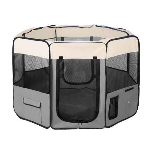 V278-SP4858_GREY-71308-00 YES4PETS Medium Grey Pet Dog Cat Dogs Puppy Rabbit Tent Soft Playpen - Image 1