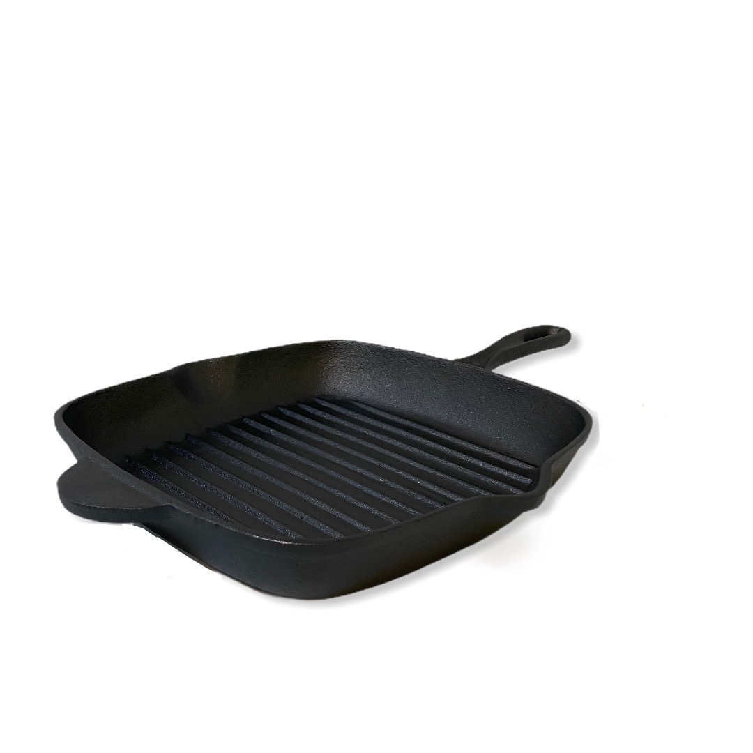 V278-UI3073-66215-00 YES4HOMES Cast Iron Barbecue Skillet Fry Griddle Pan Pre-Seasoned Oven Safe Grill Frypan - Image 1