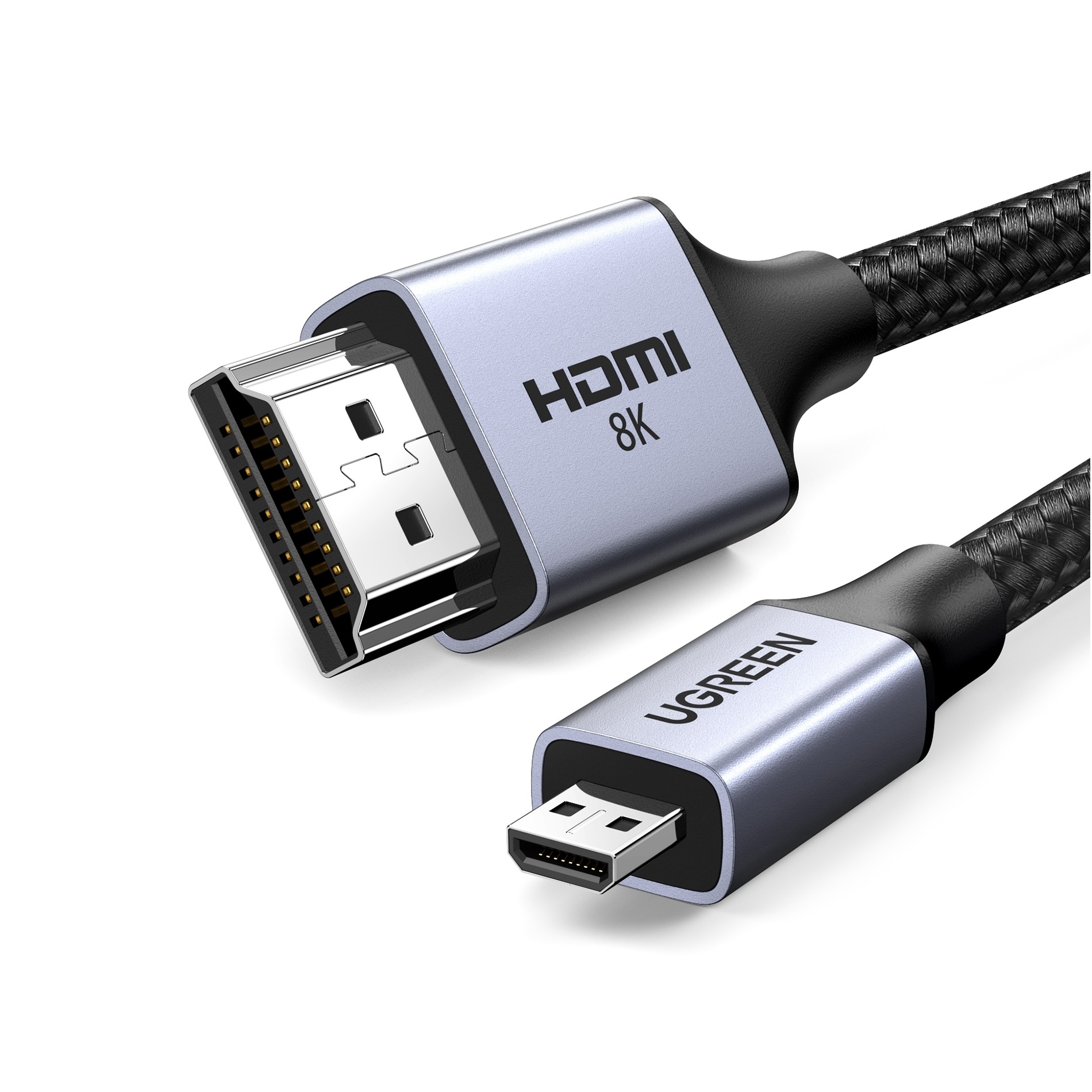 V28-ACBUGN15517-91031-00 UGREEN 15517 8K Micro-HDMI to HDMI Cable 2M - Image 1