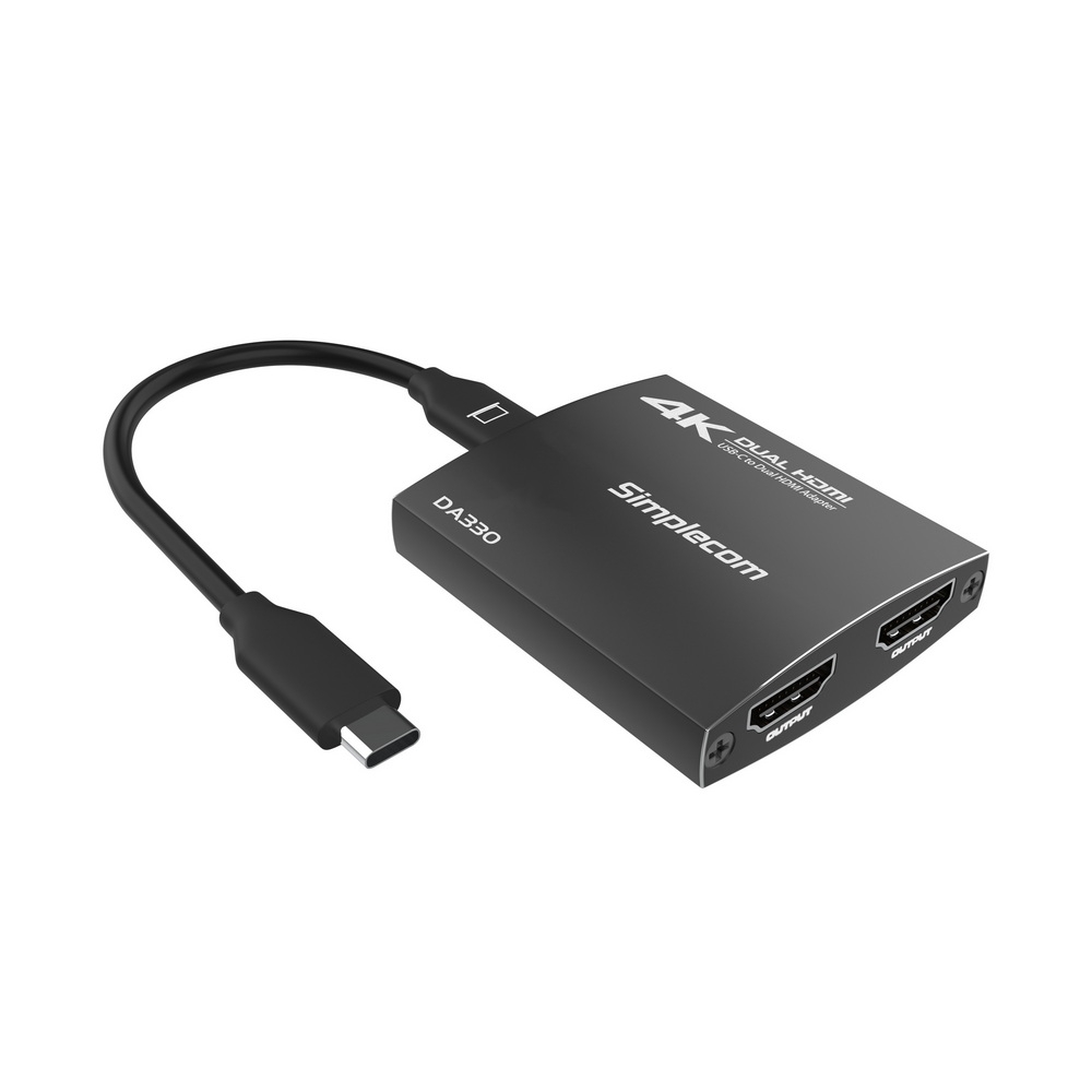 V28-DA330_da330_1_1 Simplecom DA330 USB-C to Dual HDMI MST Adapter 4K@60Hz with PD and Audio Out - Image 1