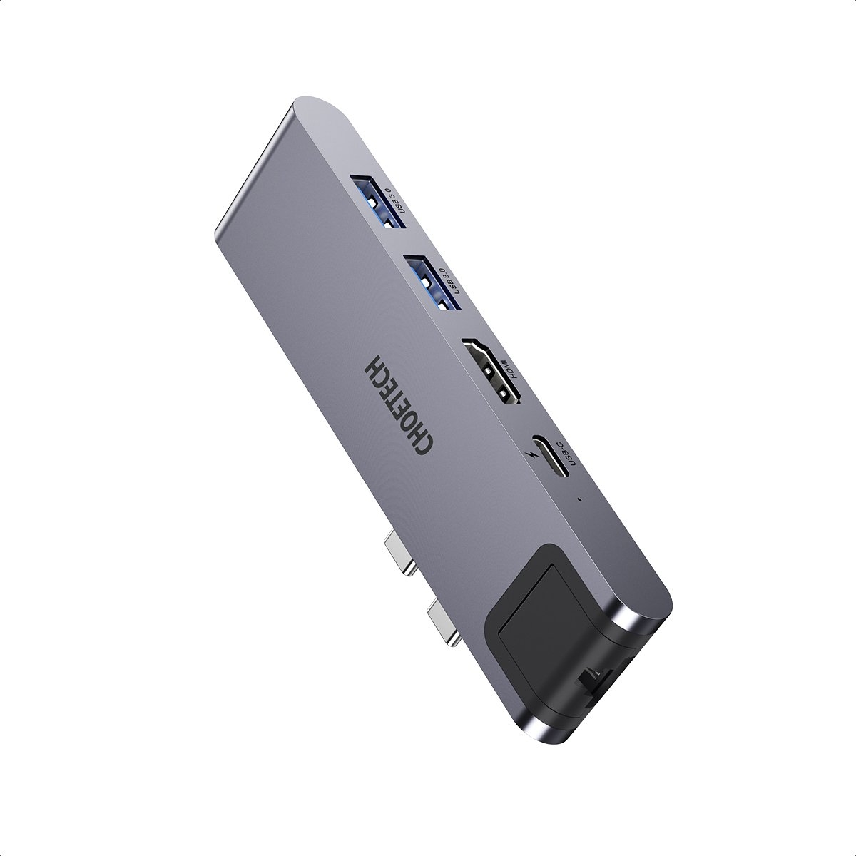 V28-ELECHOHUBM24_elechohubm24-1_1 CHOETECH HUB-M24 7-in-2 MacBook Pro/Air USB Adapter USB-C Hub - Image 1