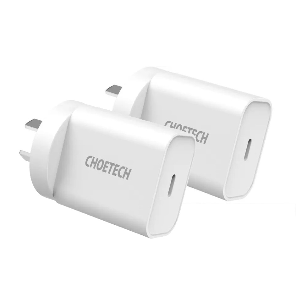 V28-ELECHOMIX00109_elechomix00109-1_1 CHOETECH MIX00109 USB-C PD 20W AC Charger Adapter 2-Pack White - Image 1