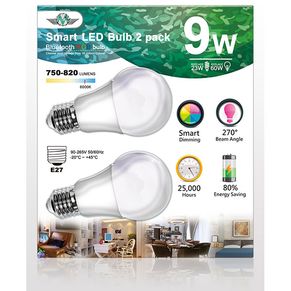 V28-ELEMVSBBULBE27-1-01_10 MV SMART BULB 9W E27 TWIN PACK (apple app only ) - Image 1