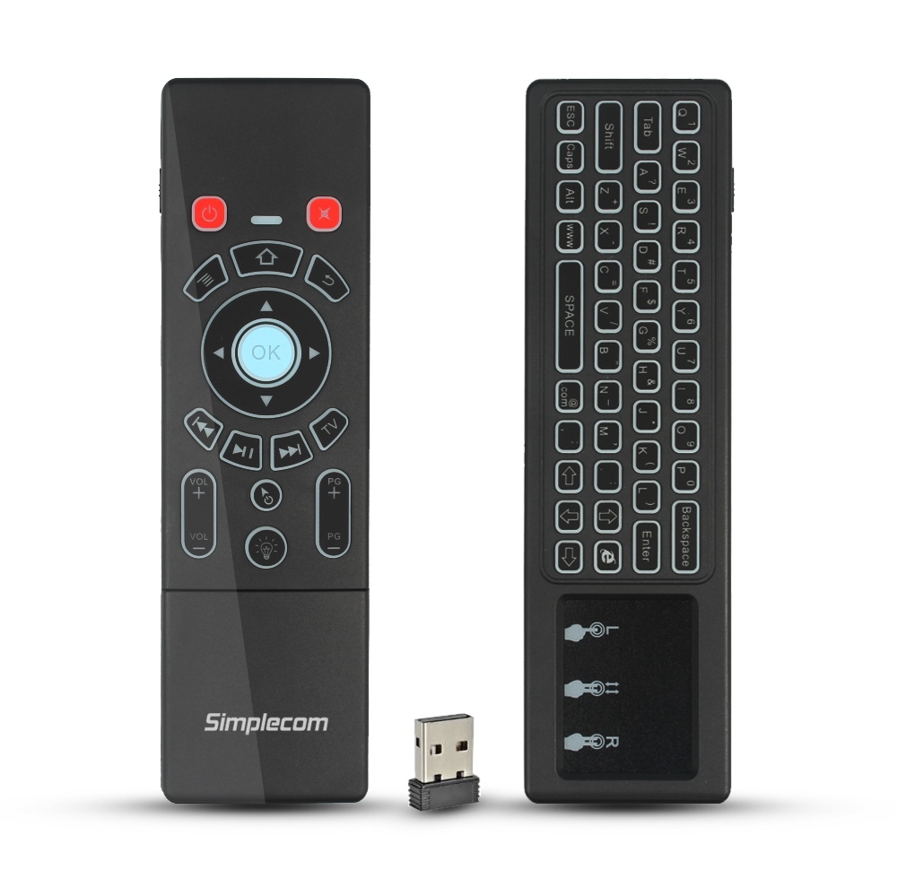 V28-RT250-01_15 Simplecom RT250 Rechargeable 2.4GHz Wireless Remote Air Mouse Keyboard with Touch Pad and Backlight - Image 1