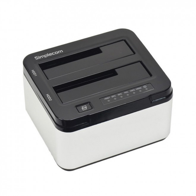 V28-SD322-SL-01_18 Simplecom SD322 Dual Bay USB 3.0 Aluminium Docking Station for 2.5" and 3.5" SATA HDD Silver - Image 1