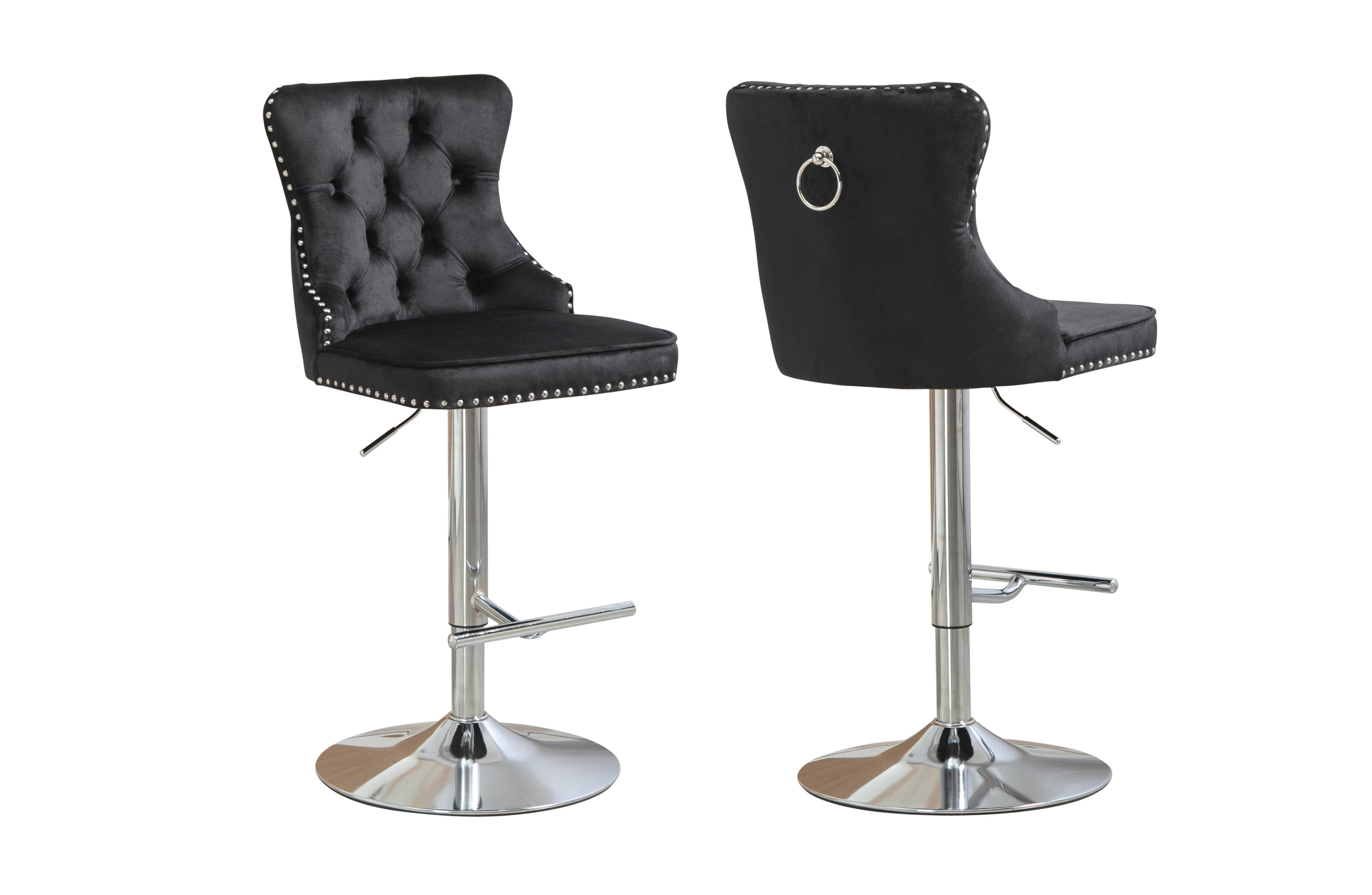 V292-BS-SAHARA-BLACKSEAT-SILVERSTAND-SO2-197982-00 Sahara Black Barstool with Silver Stand -Set of 2 - Image 1