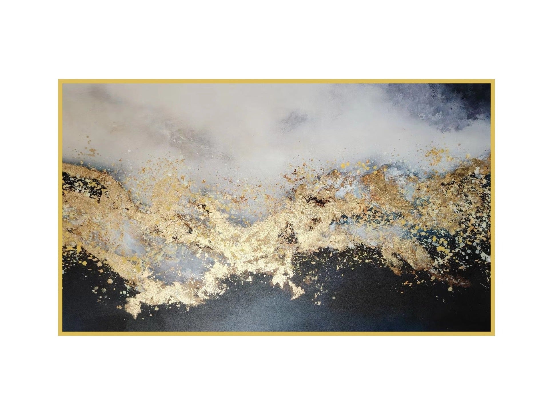 V292-HD-CANV-GOLDATL-XL-191926-00 Gold Atlantic Framed Canvas Wall Art - 120cm x 200cm - Image 1