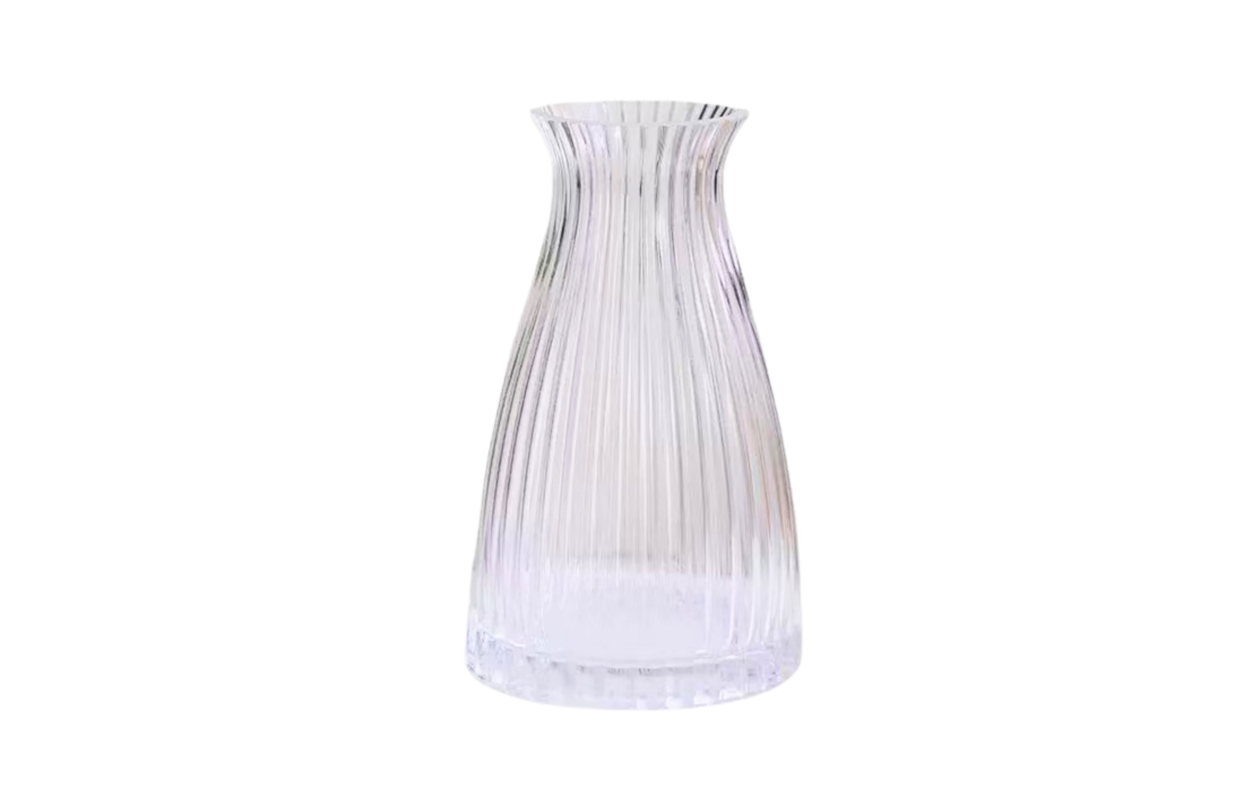 V292-HD-VASE-RIBBED-20CM-202509031544-00 Ribbed Flower Glass Vase - 20cm - Image 1