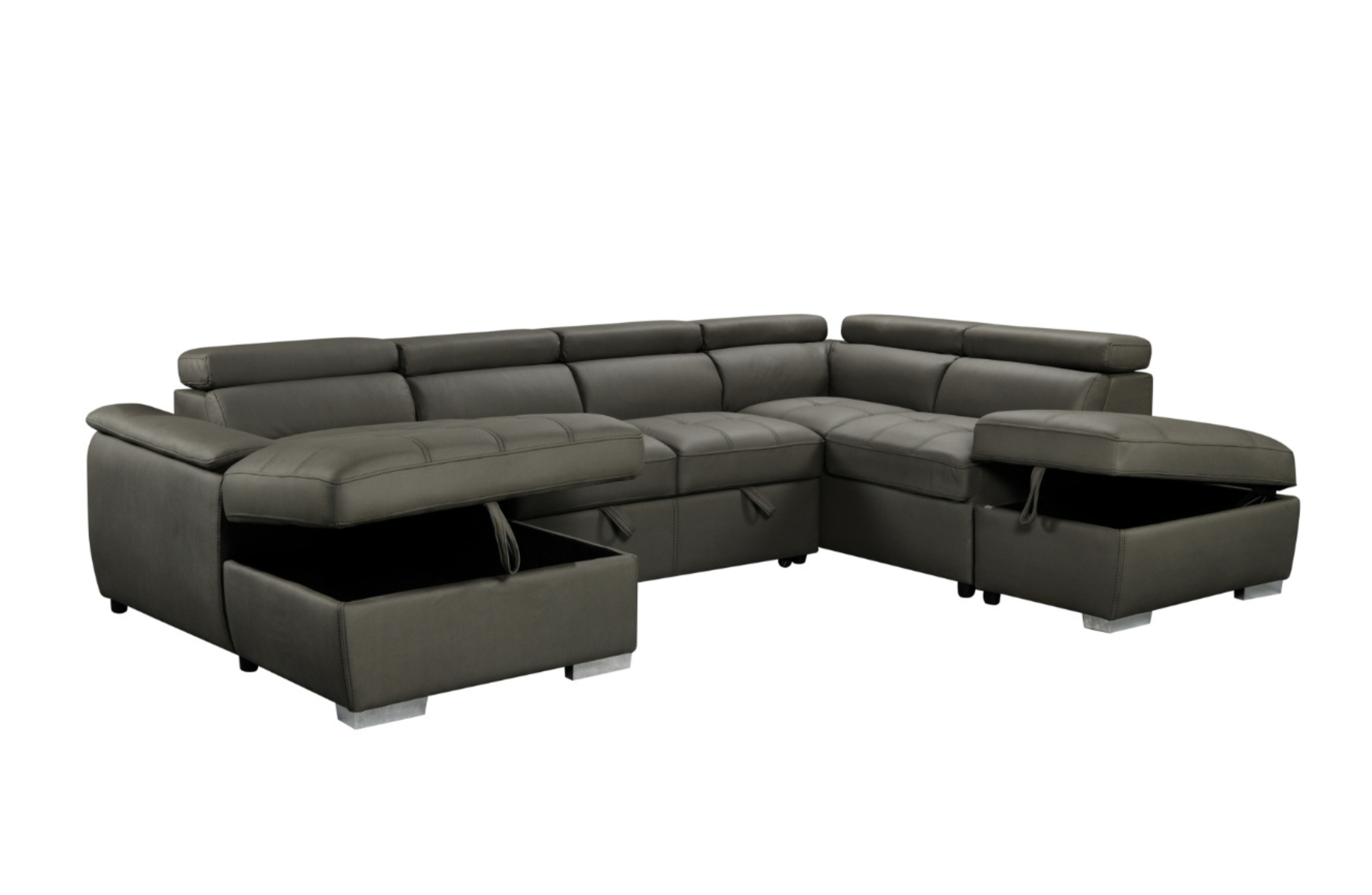 V292-L-PLUSH-CHRCL-202509031700-00 Plush Sleeper Modular Chaise Lounge - Charcoal - Image 1