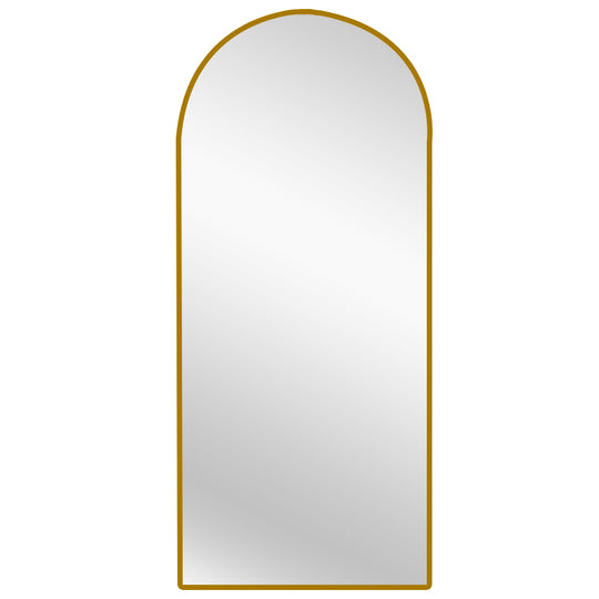V292-MIRR-ARCH0036-51924-00 Metal Arch Mirror 80cm x 170cm - Gold - Image 1