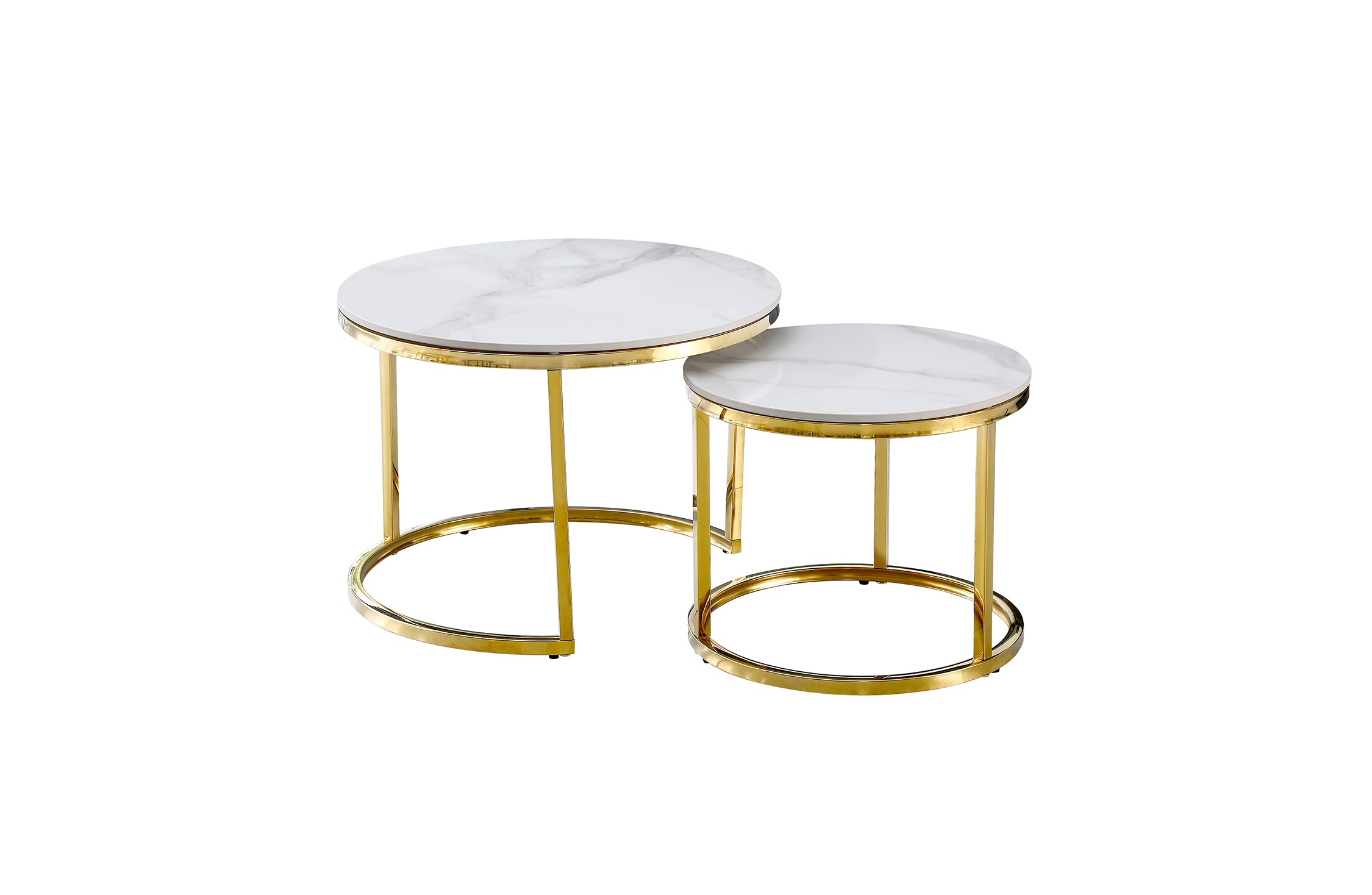 V292-NEST-WHT007-51576-00 Nesting Style Coffee Table - White on Gold - 60cm/45cm - Image 1