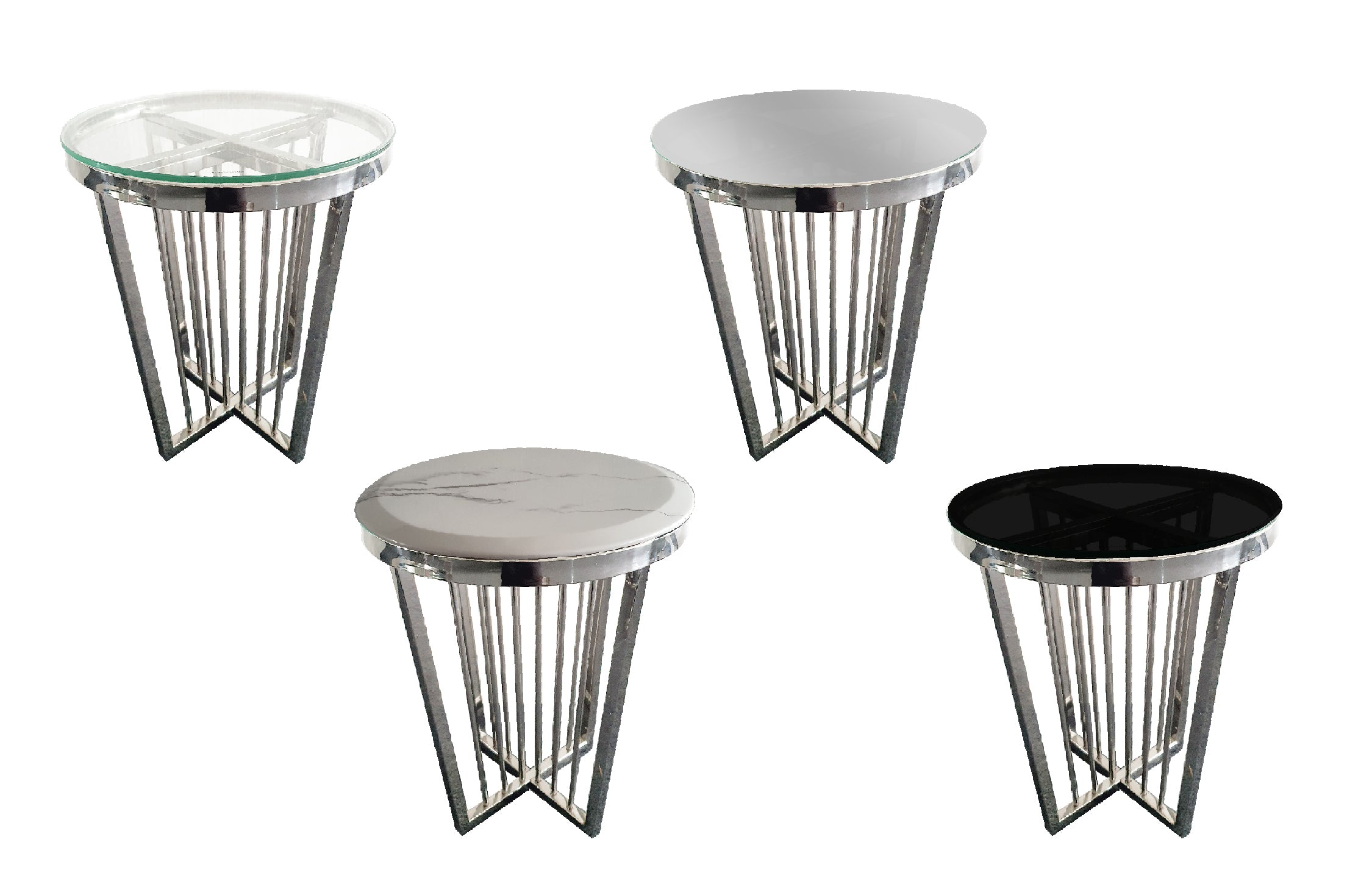 V292-ST-SER-45-SILVERBASE-WHITEMARBLE-156291-00 Salina Side Table 45cm Silver Base - White Marble - Image 1