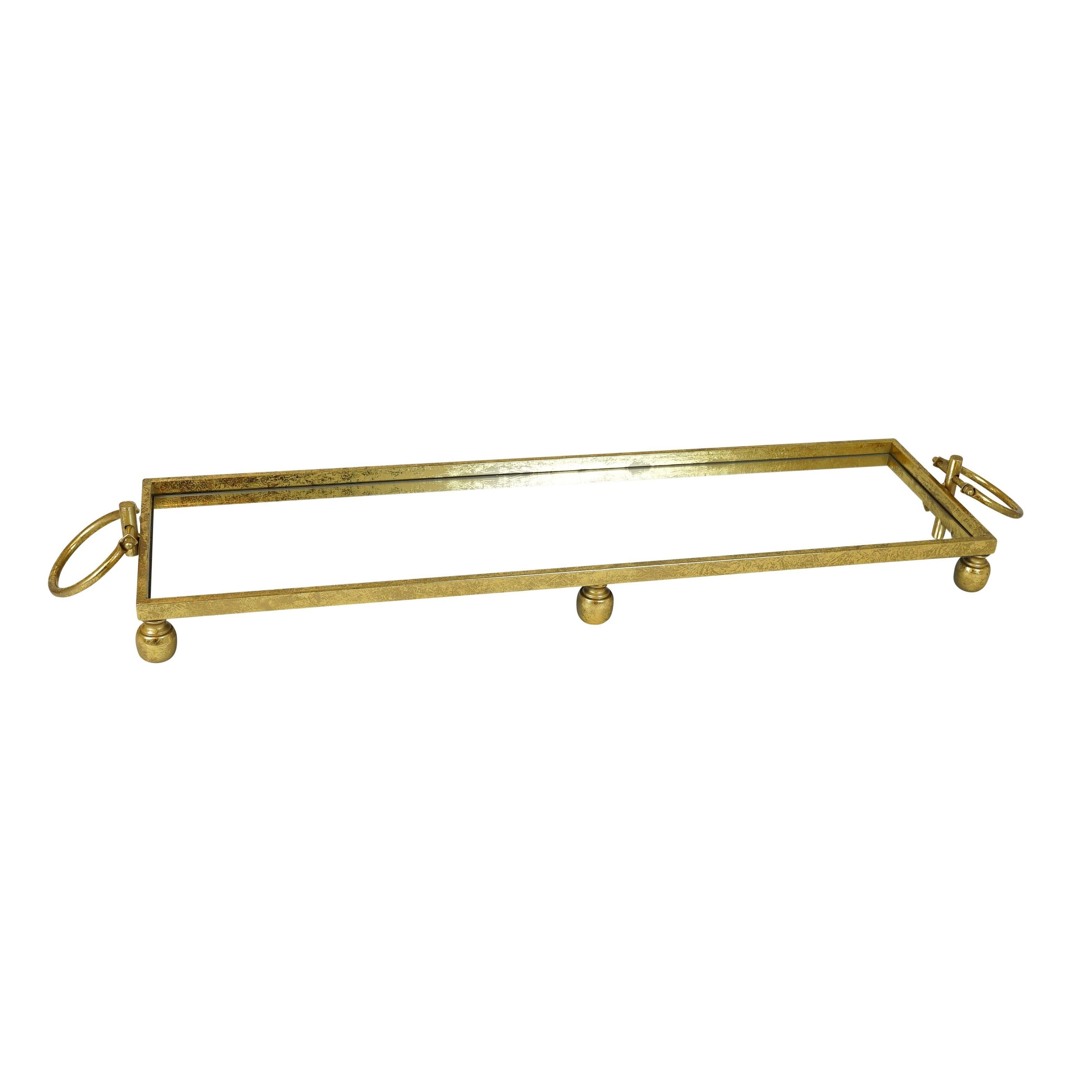 V292-T-ELIZA-LARGE-GOLD-202509031701-00 Eliza Large Rectangle Iron Mirror Tray with Handles - Gold - Image 1