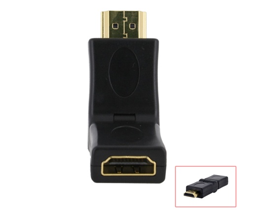 V324-180HDMI-MF-91204-00 HDMI Right Angle Port Saver Adapter Male to Female 180Degree Swiveling Converter - Image 1