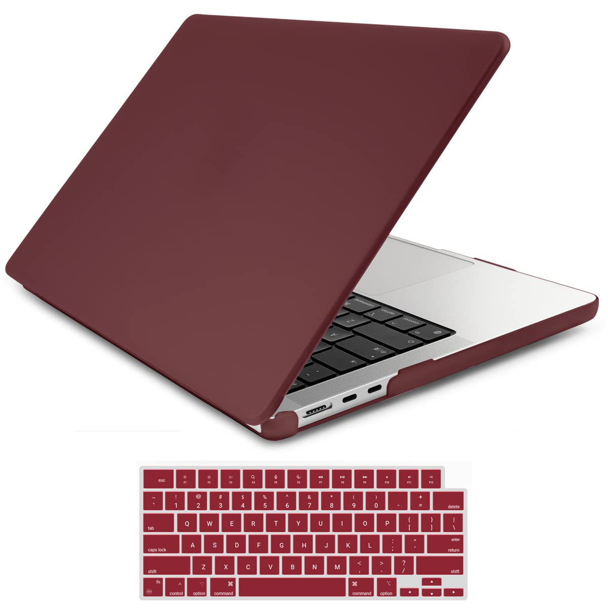 V324-A2681-M-WR-82562-00 Suitable for 2023 2022 MacBook Air 13 inch case M2 Model A2681 Hard Shell Case Keyboard Cover Wine Red - Image 1