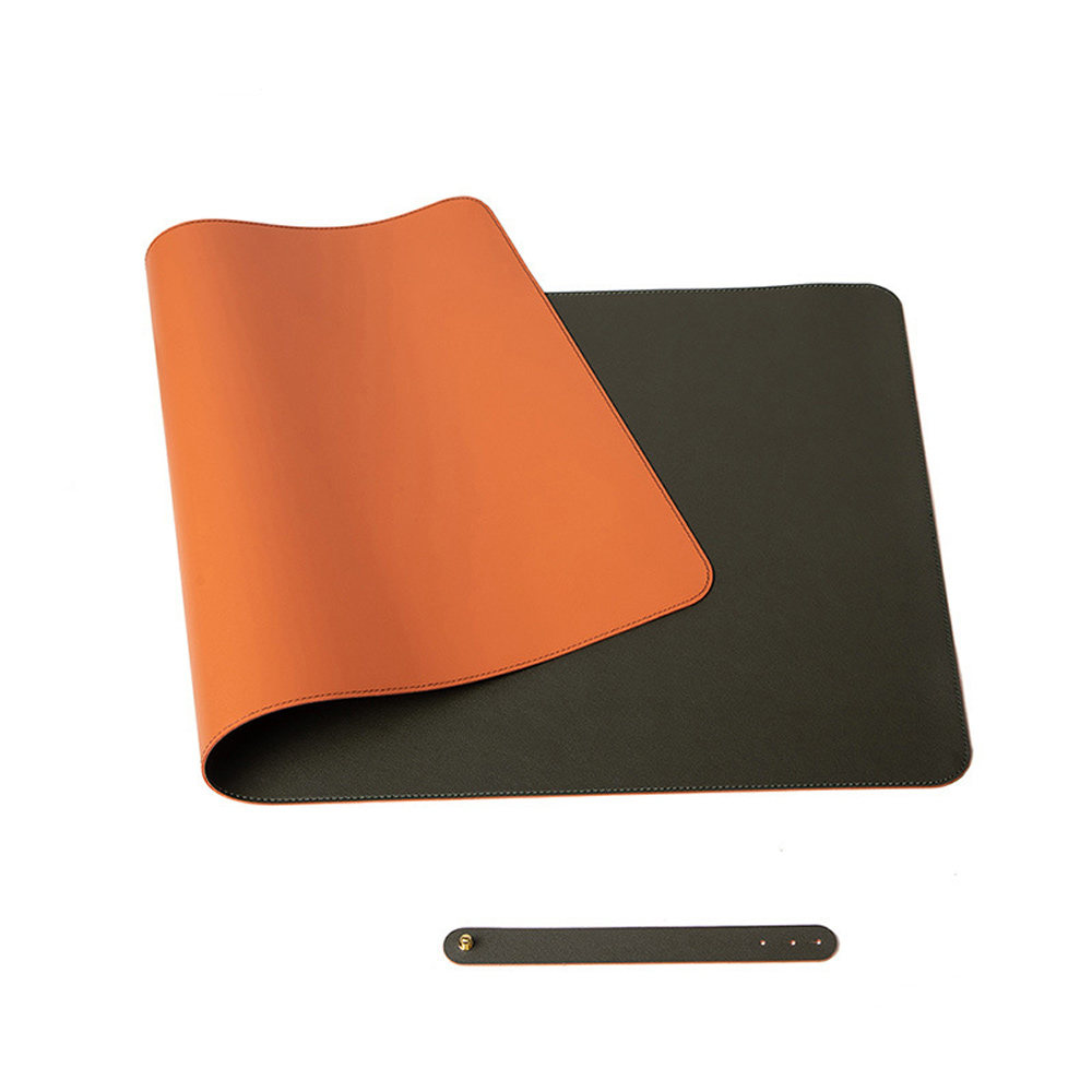 V324-COMMP-ORANGE9045-Computer-mouse-pad-orange-1-00 Orange 90cm*45cm Dual Side Office Desk Pad Waterproof PU Leather Computer Mouse Pad - Image 1