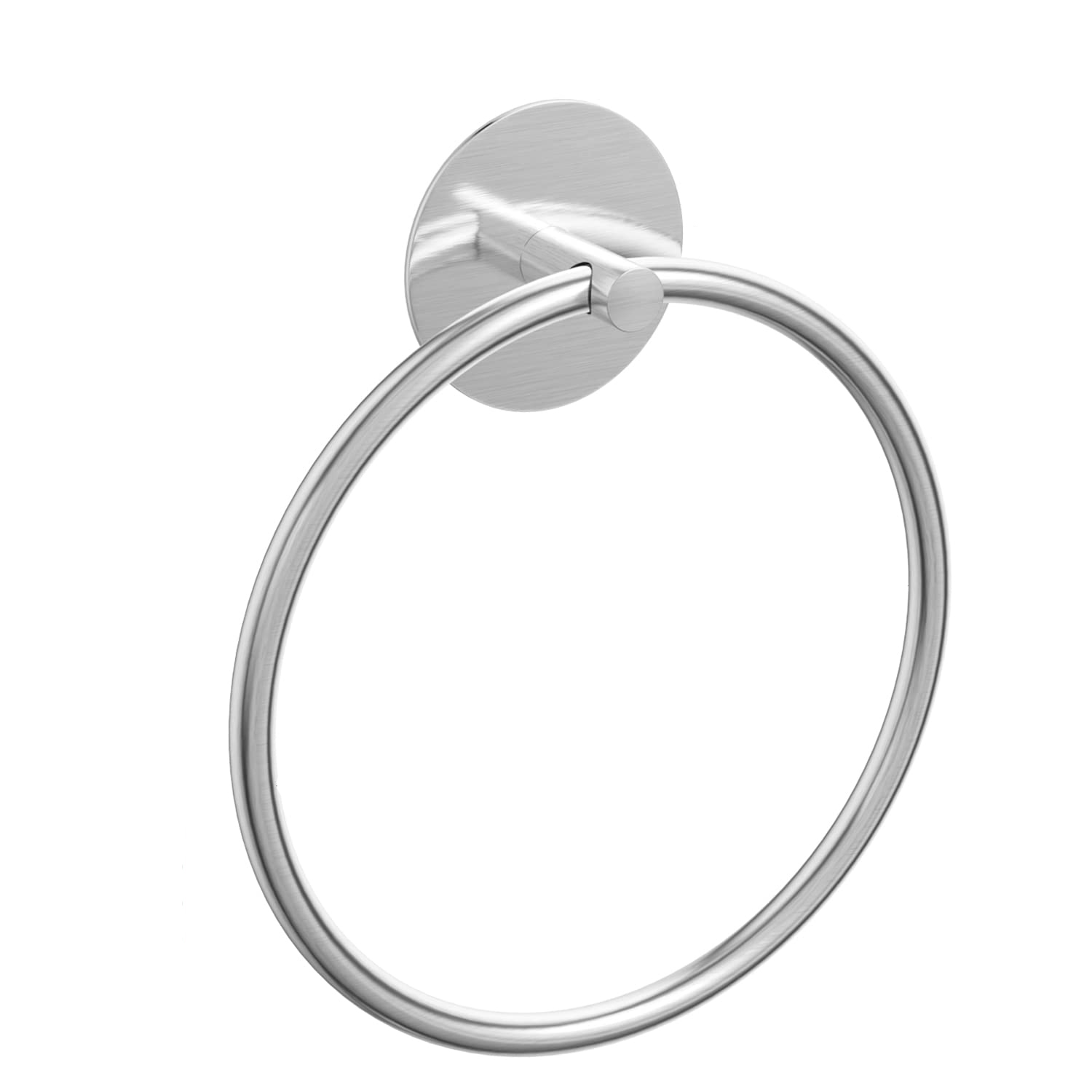 Version 1.0.0 Bathroom Towel Ring Bathroom Towel Rack Adhesive Hand Towels Holder Towel Hanger Round Silver - Image 1