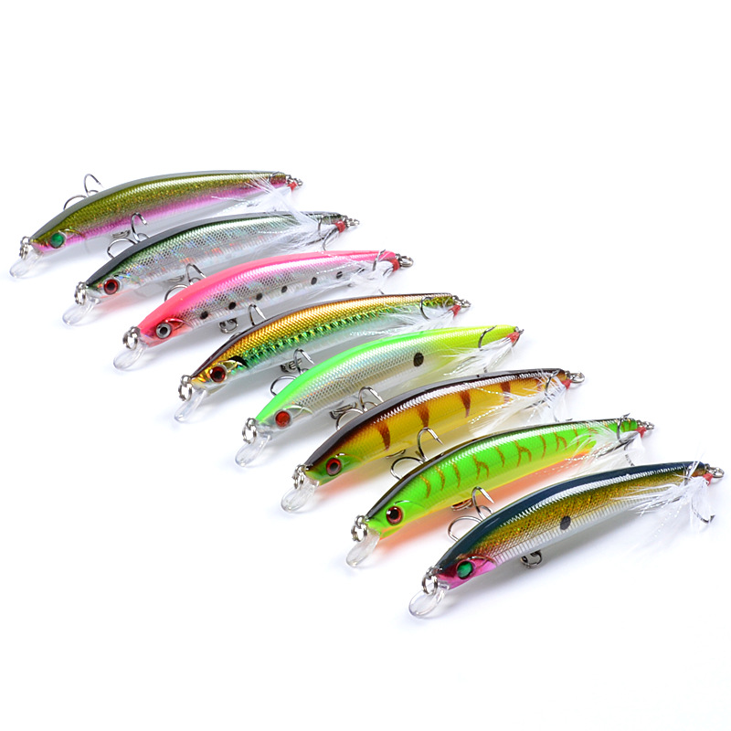 V324-M0207-M0207-1-00 8x Popper Minnow 11.2cm Fishing Lure Lures Surface Tackle Fresh Saltwater - Image 1
