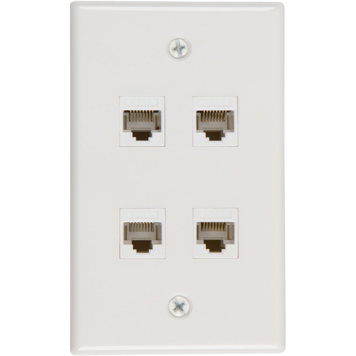 V324-WP2XC6-4RJ45WP-1-00 Ethernet Wall Plate 4 Port Cat6 Ethernet Cable Wall Plate Adapter - Image 1
