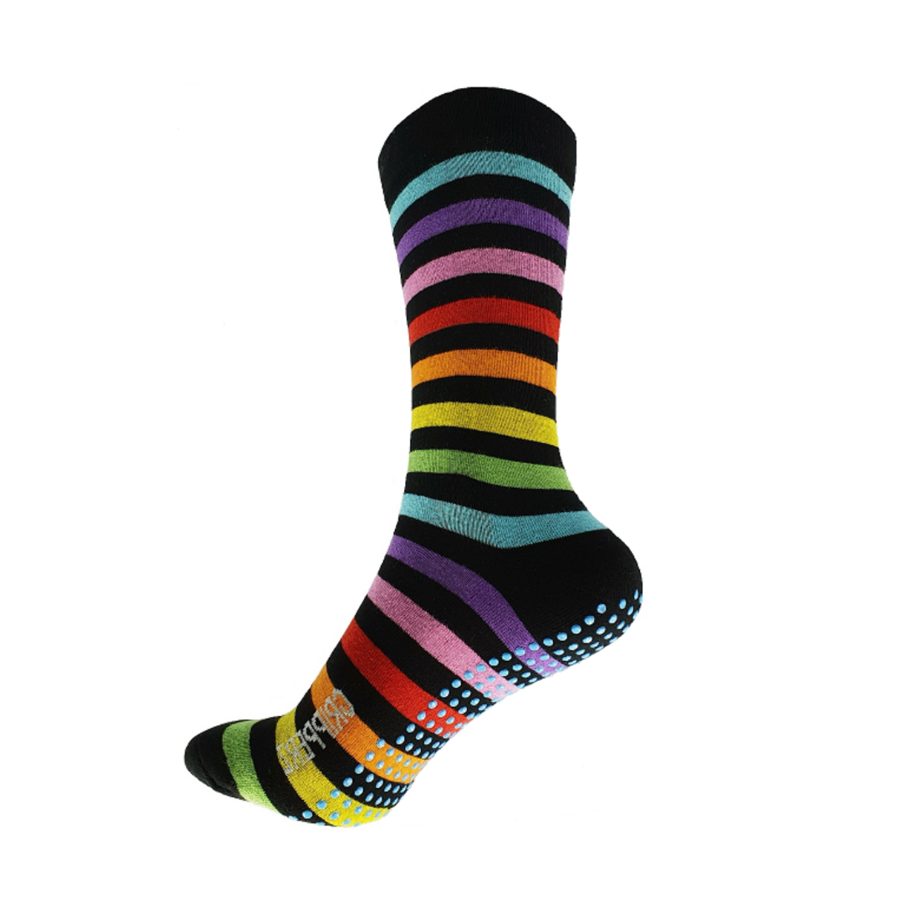 V346-C-RAINBOW-L-202505221432-00 Gripperz Circulation Non Slip Socks, Diabetic Safe - Large / Rainbow - Image 1
