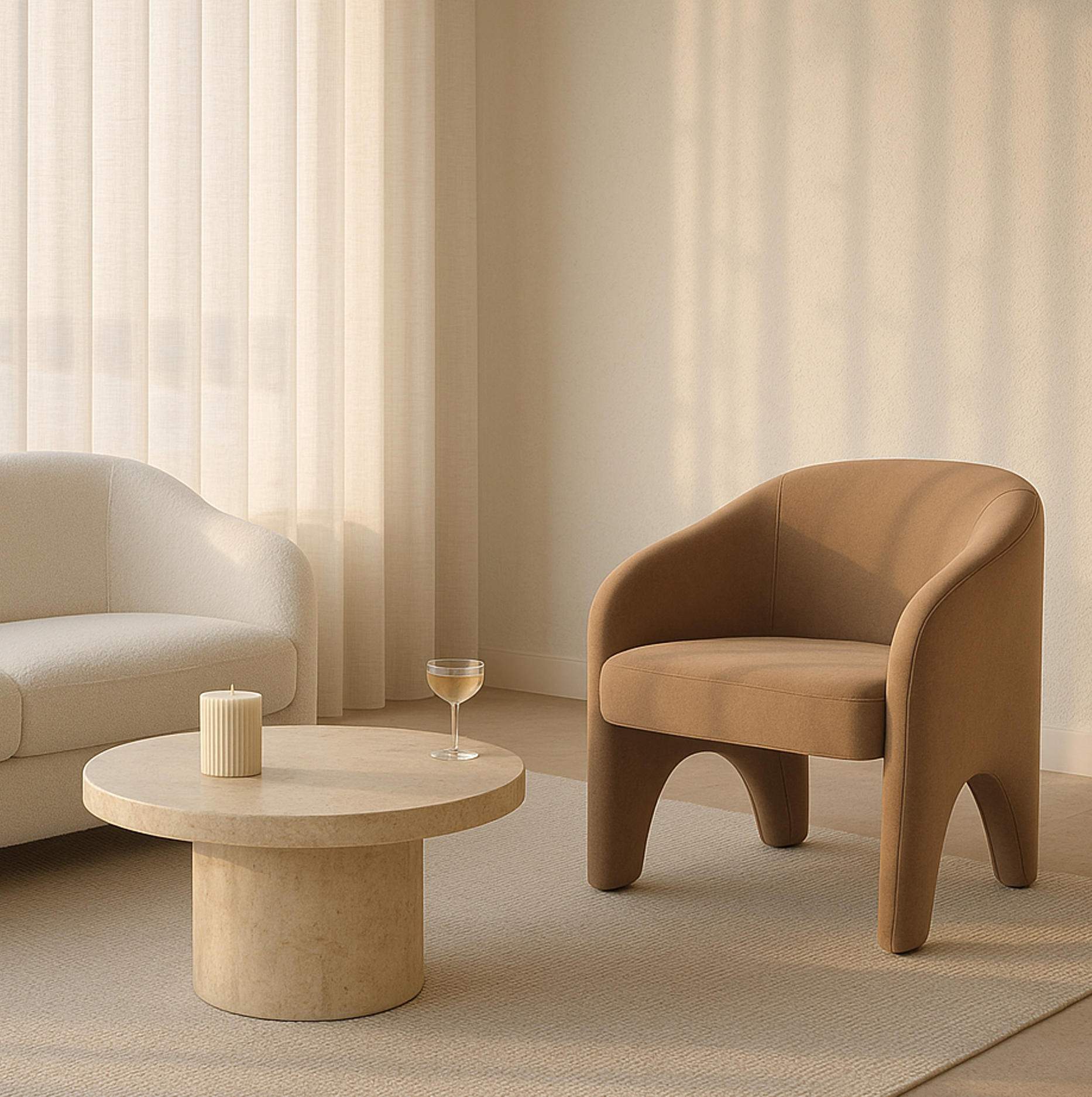 V355-IA-AC-NC-202506251131-00 Interior Ave - Nova Sculptural Accent Chair – Velvet Chocolate - Image 1