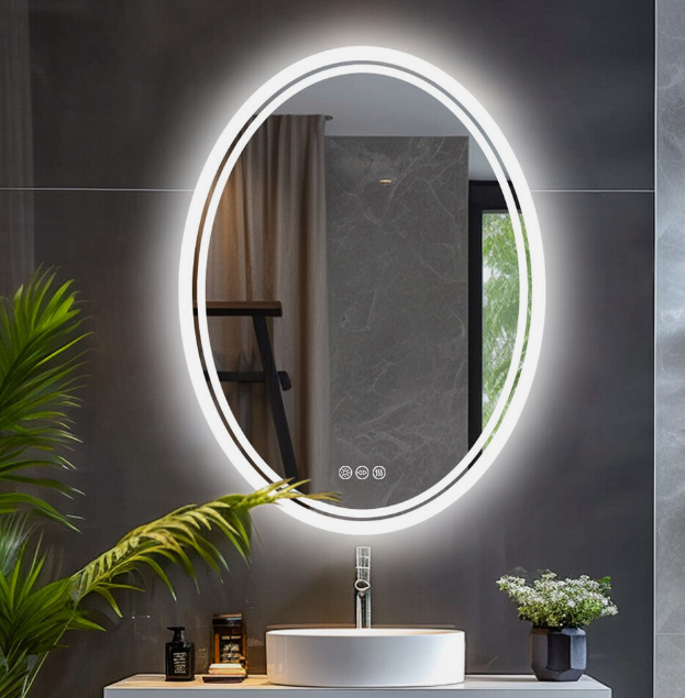 V355-IA-OWM-70-177175-00 Interior Ave - LED Oval Frameless Salon / Bathroom Wall Mirror - 50 x 70cm - Image 1