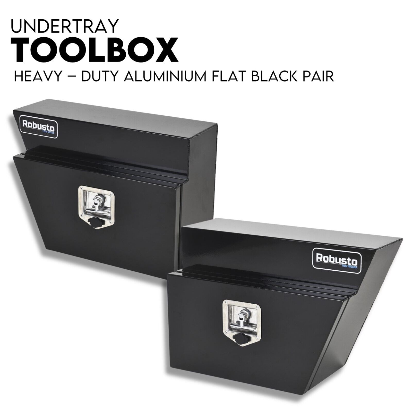 V379-UTRYBLKR6SET05-67213-00 Under Tray Tool Box Underbody Pair Set 600mm Black Aluminium - Image 1