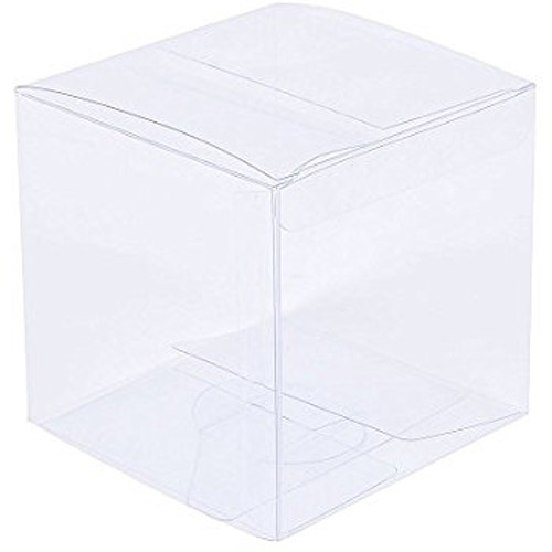 V382-50PVC7X7X7-144310-00 50 Pack of 7cm Clear PVC Plastic Folding Packaging Small rectangle/square Boxes for Wedding Jewelry Gift Party Favor Model Candy Chocolate Soap Box - Image 1