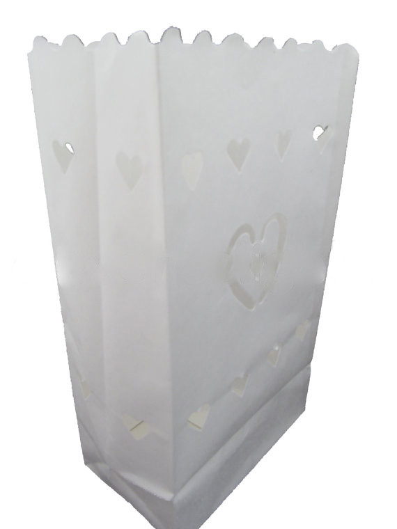 V382-HNHLUM50-202503040853-00 50 Pack White Heart in a Heart Luminary Paper Candle Tea Light Lantern Bags Wedding Garden Anniversary Birthday Night Decorations Evening Party - Image 1