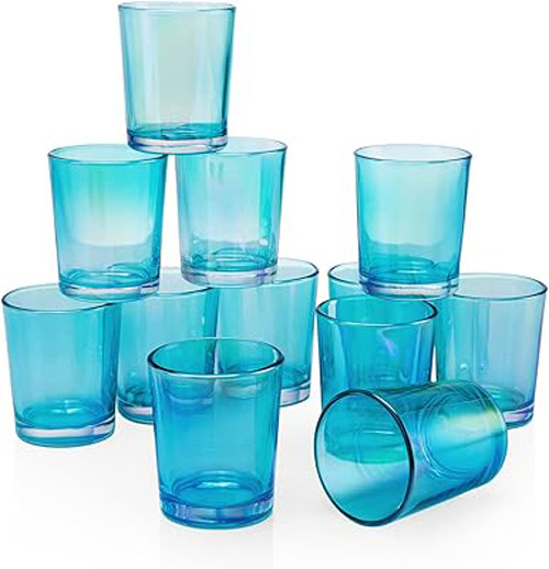 V382-TURQCHX40-202503121011-00 40 Pack Turquoise Glass Votive Tealight Candle Holders House Party Centerpiece Xmas Wedding Decor Glass Candlestick Party Decorations Bridal Baby Shower Event - Image 1