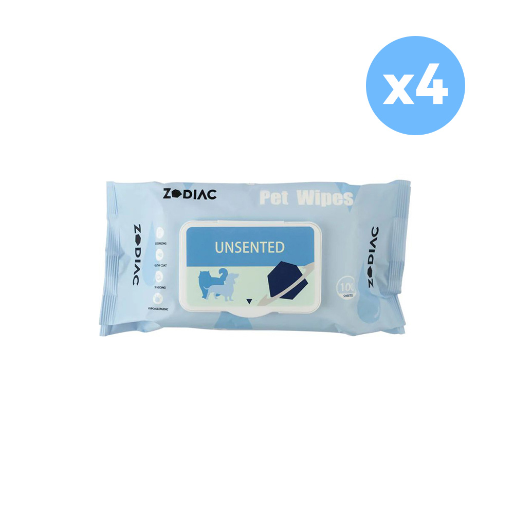 V390-ZW0513-4-84310-00 ZODIAC Unscented Pet Wipes 100 Pcs/Bag X4 - Image 1