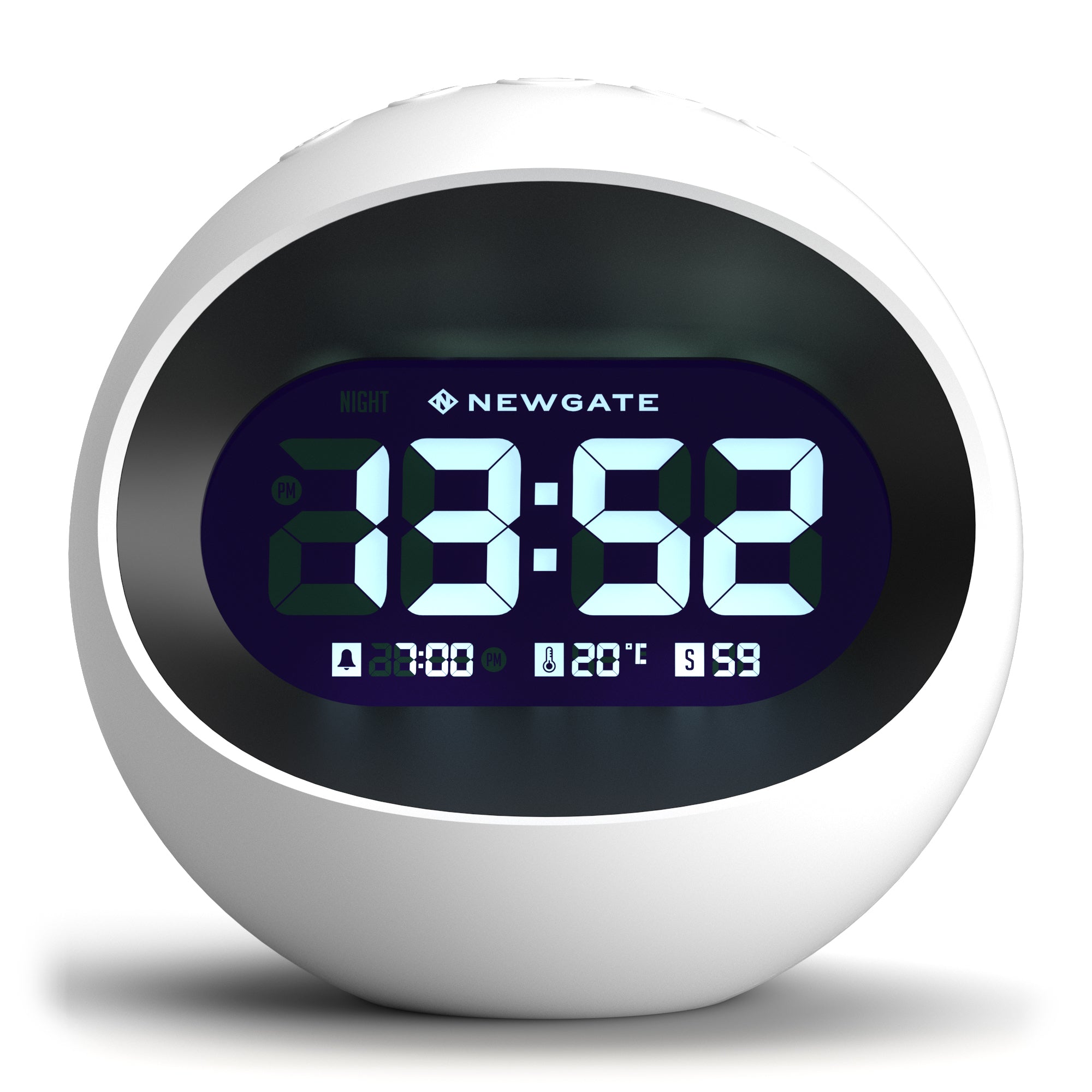 V398-NGLCDCOTE2-202503051818-00 Newgate Centre Of The Earth Lcd Alarm Clock White - Image 1