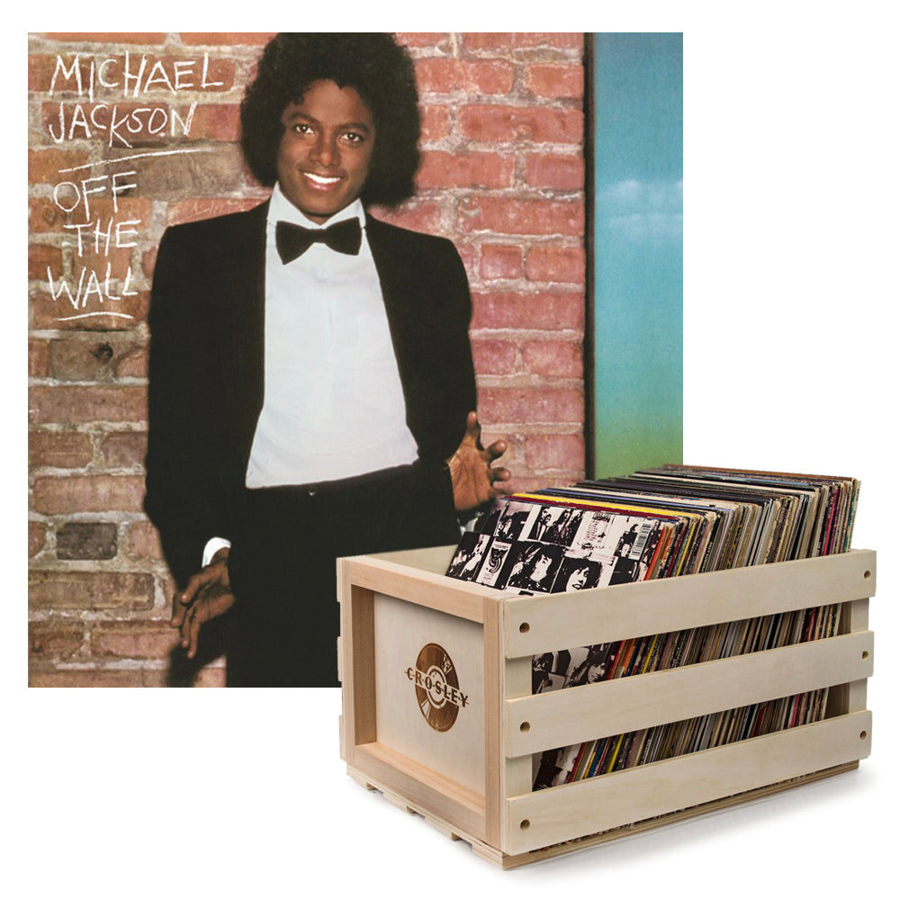 V398-SM-88875189421-B-202503141635-00 Crosley Record Storage Crate Michael Jackson Off The Wall Vinyl Album Bundle - Image 1