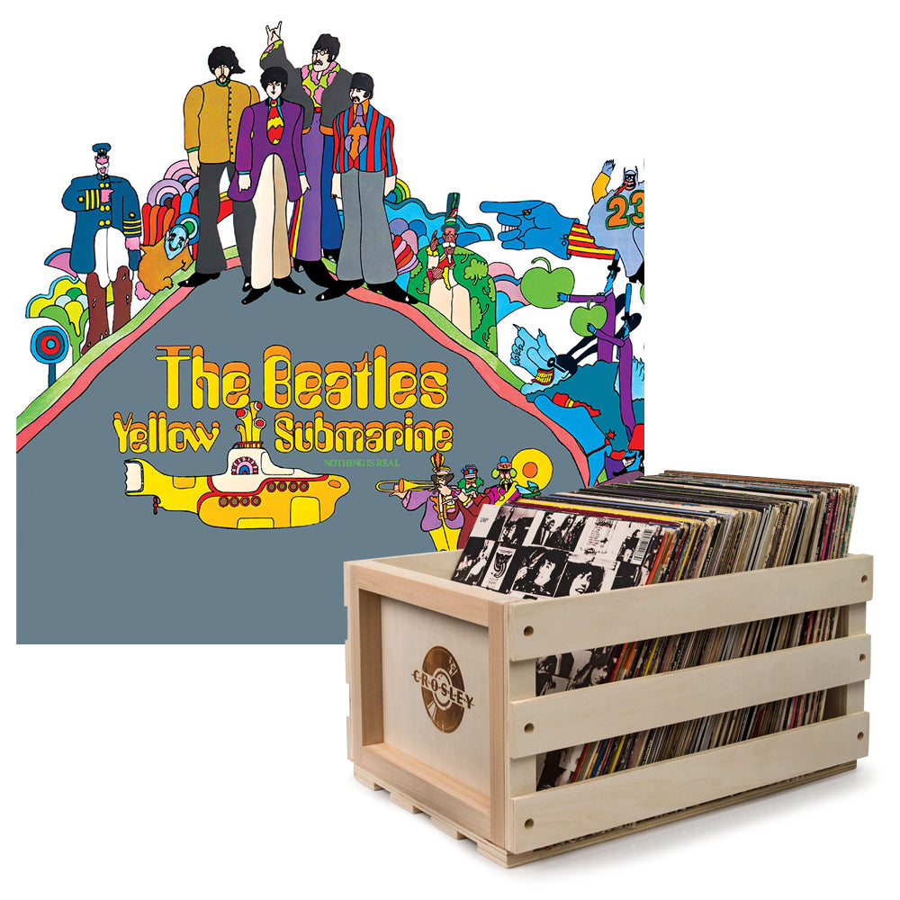 V398-UM-3824671-B-202506051824-00 Crosley Record Storage Crate & The Beatles - Yellow Submarine - Vinyl Album Bundle - Image 1