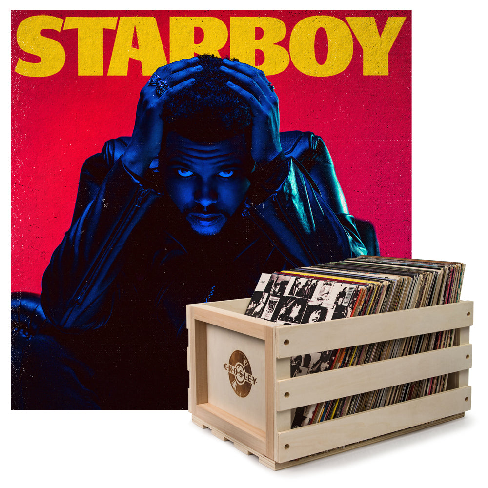 V398-UM-5722751-B-202506051827-00 Crosley Record Storage Crate & The Weeknd Starboy - Double Vinyl Album Bundle - Image 1