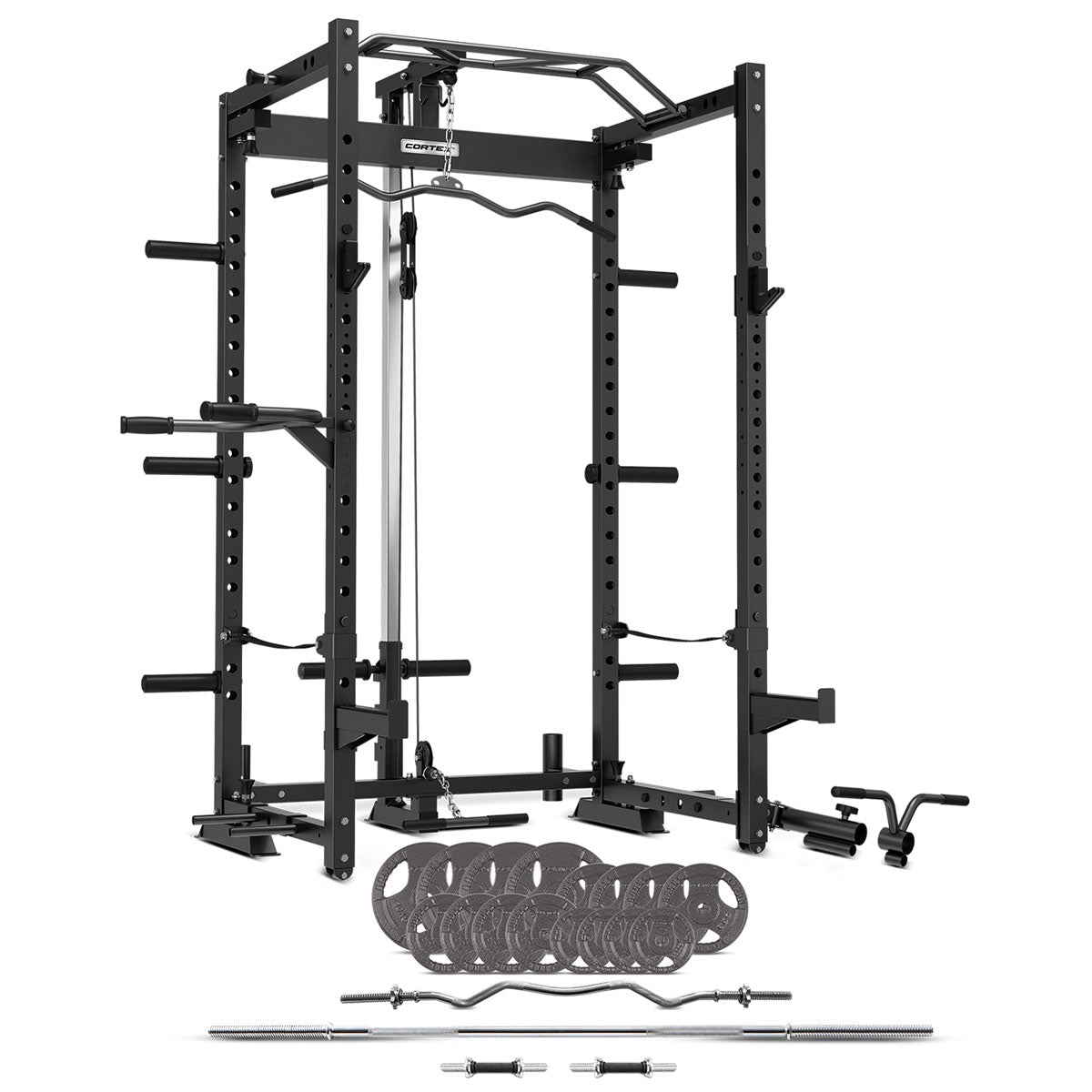 V420-CSPR-PR4-A-197872-00 CORTEX PR4 Folding Power Rack with 90kg Standard Tri-Grip Weight and Bar Set - Image 1