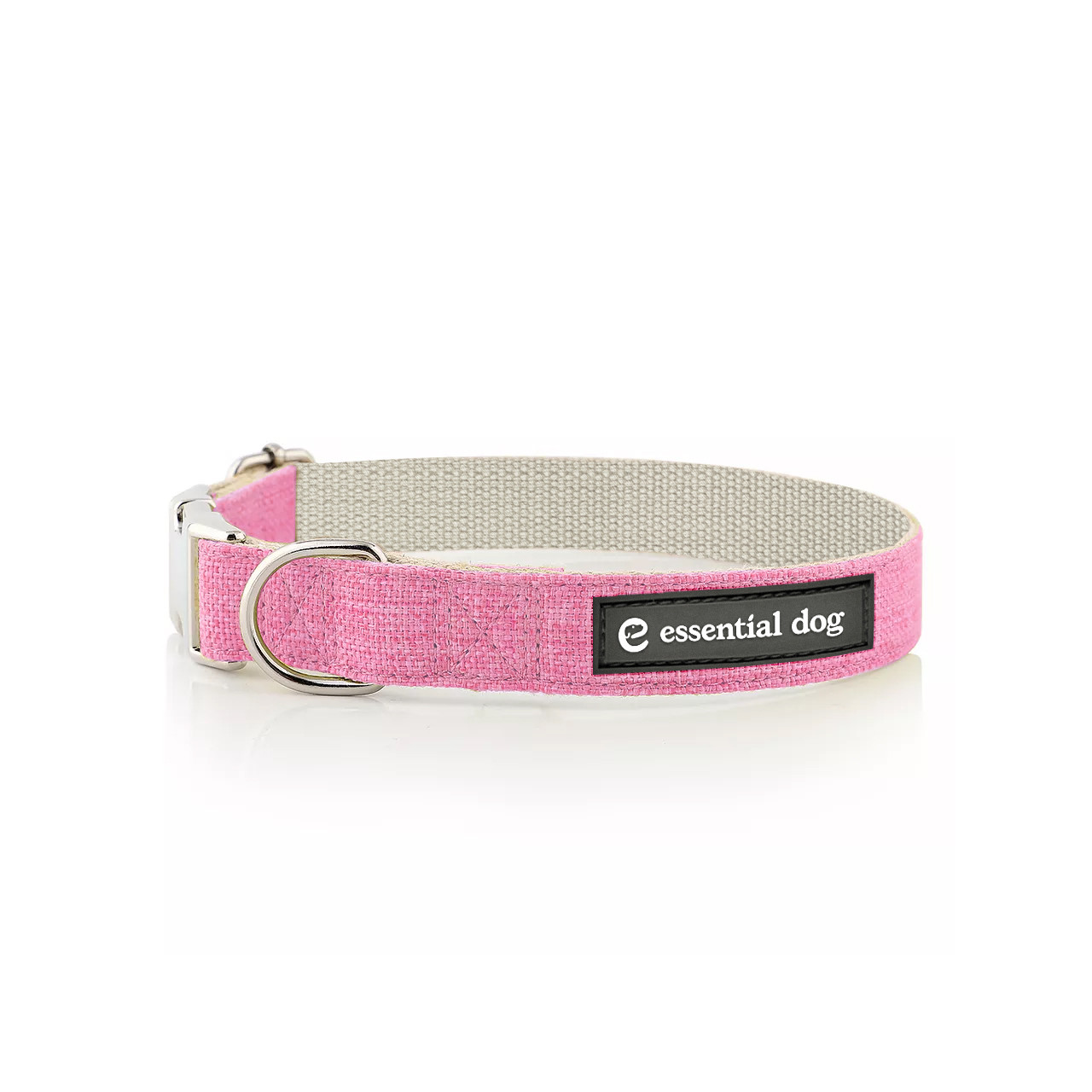 V422-HC-P-L-183535-00 Natural Hemp & Cotton Dog Collar (Pretty Pink) LARGE - Image 1