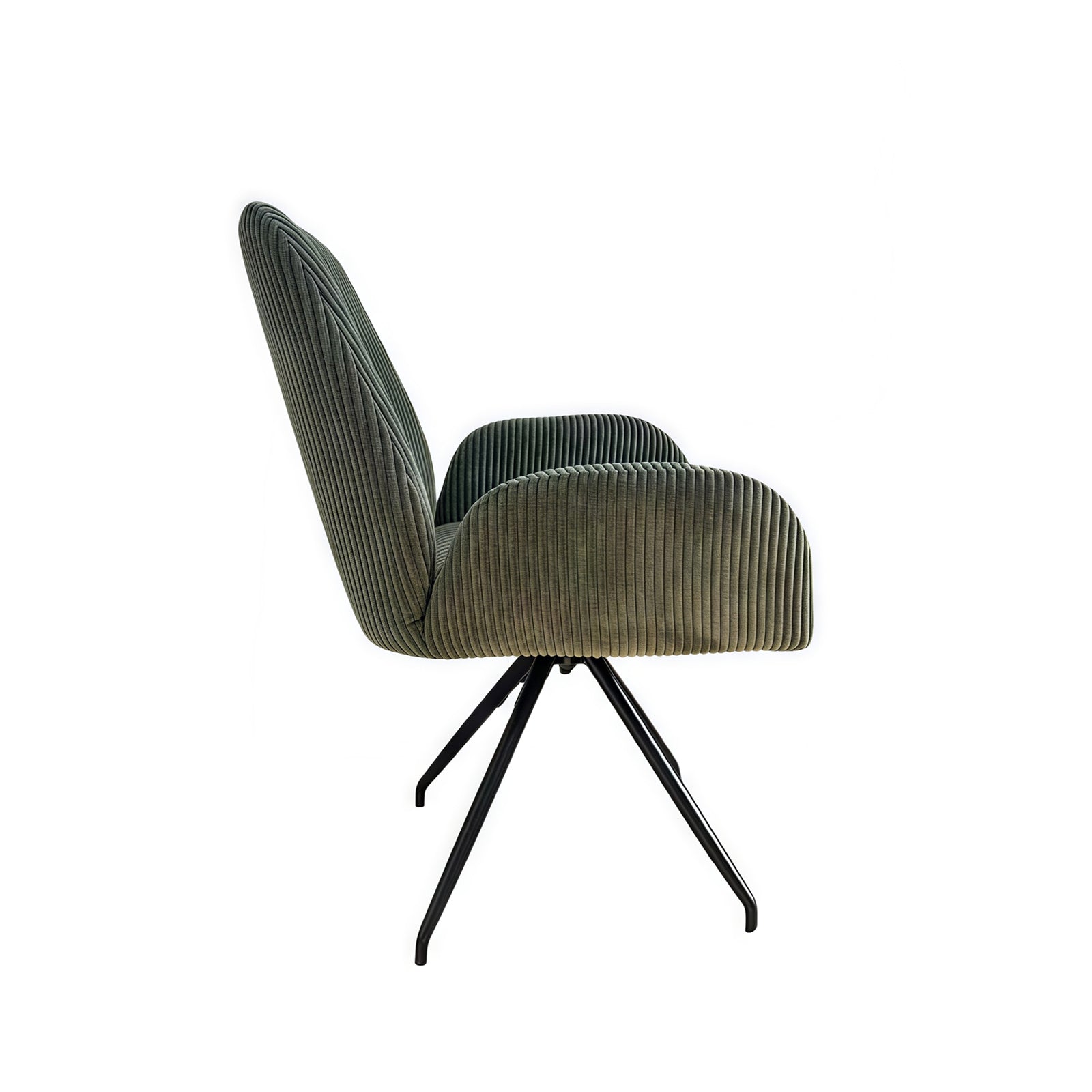 V43-AC-DXTR-202505051030-00 Dining Chair Linen Fabric Upholstered Seat Powder Coated Iron Legs - Image 1