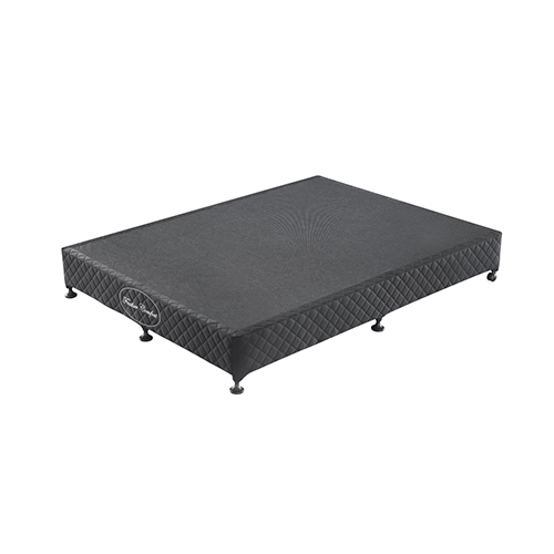 V43-BASE-QB-BL-01_2_41 Mattress Base Ensemble Queen Size Solid Wooden Slat in Black with Removable Cover - Image 1