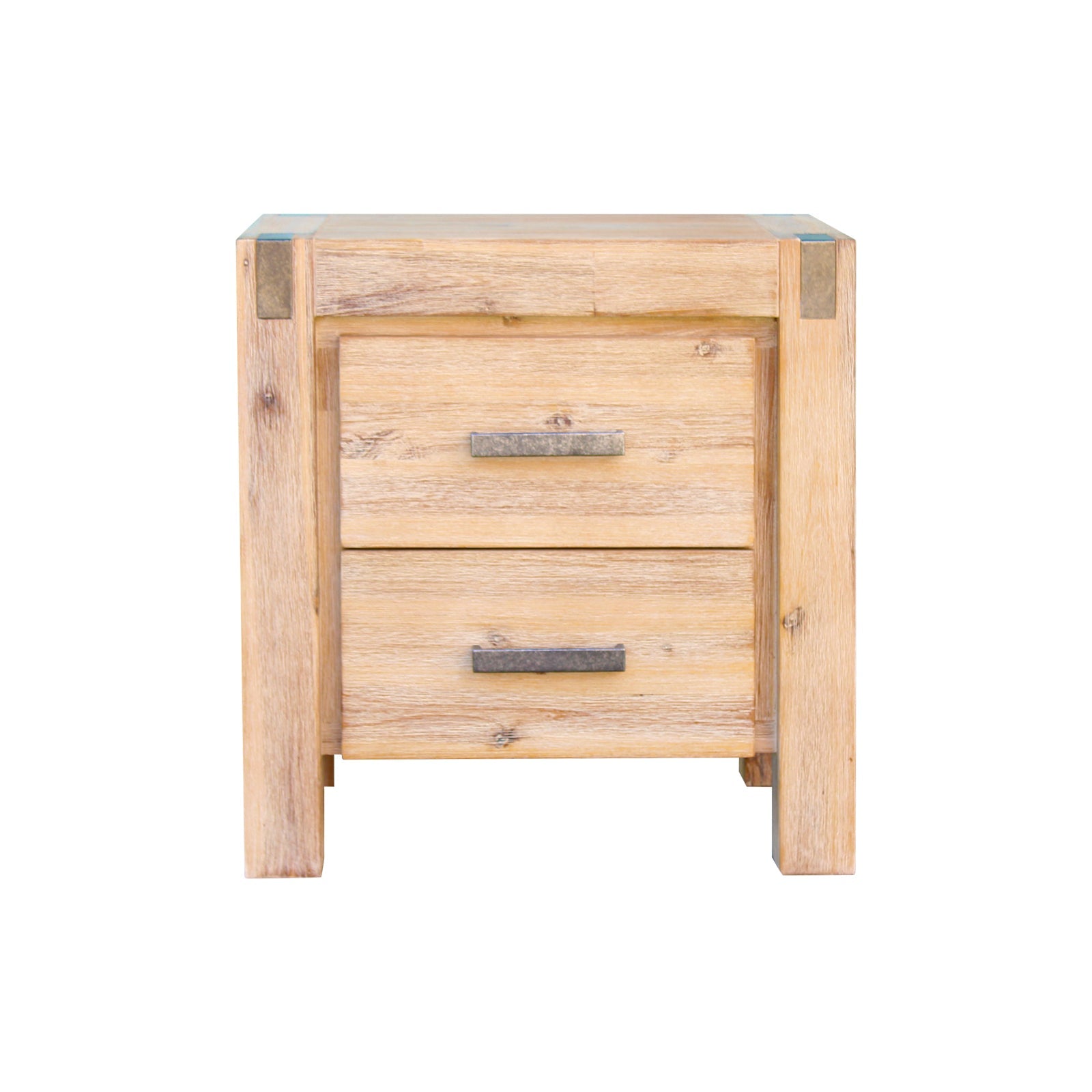 V43-BST-NOW-OAK-202505131845-00 Bedside Table 2 drawers Night Stand Solid Wood Acacia Oak Colour - Image 1